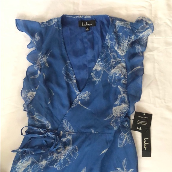 Lulus Dresses & Skirts - TopShop blue floral wrap maxi